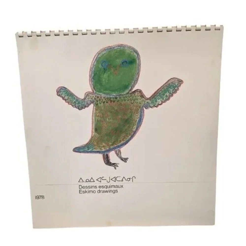 1978 Eskimo Drawings Calendar Inuit Artists Canada Quebec Arctic Wildlife Vtg
